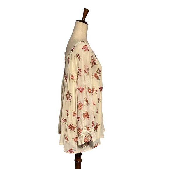 Embroidered Boho Square Neck Mesh Top XL - Picture 2 of 8